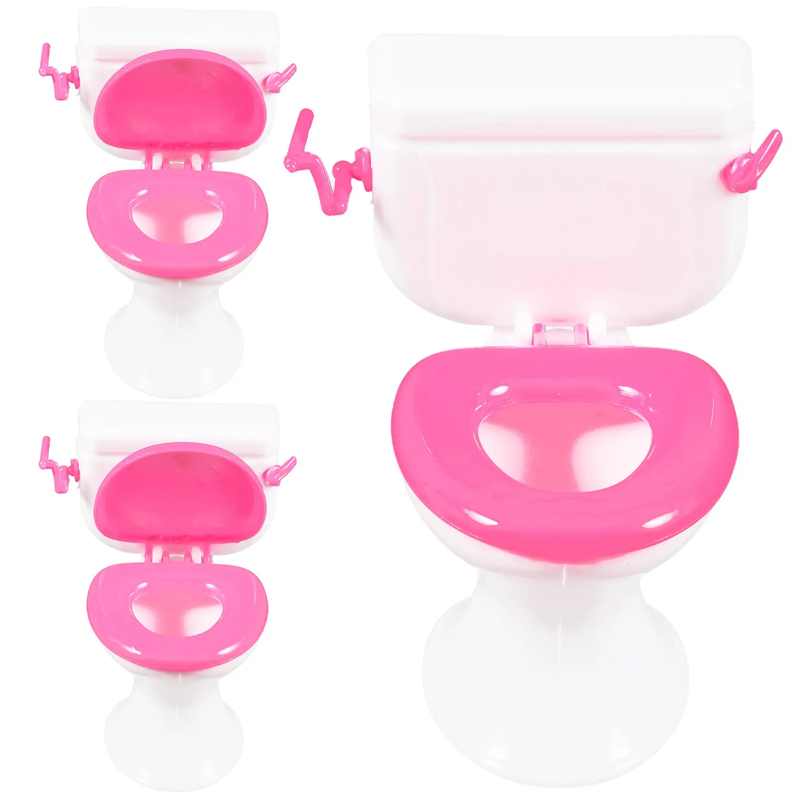 

3Pcs Miniature Toilet Dollhouse Bathroom Furniture Plastic Accessories Kids Mini House Decoration Pretend Play