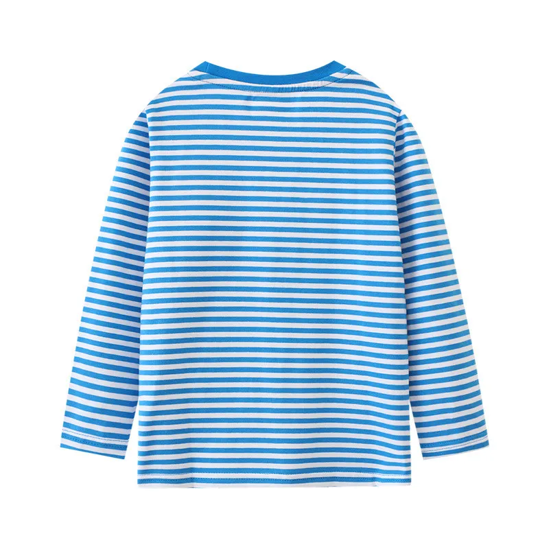 Jumping Meters 2-7T Long Sleeve Striped Cars Embroidery Boys Tshirts Autumn Winter Children\'s Clothes Long Sleeve Kids Tops