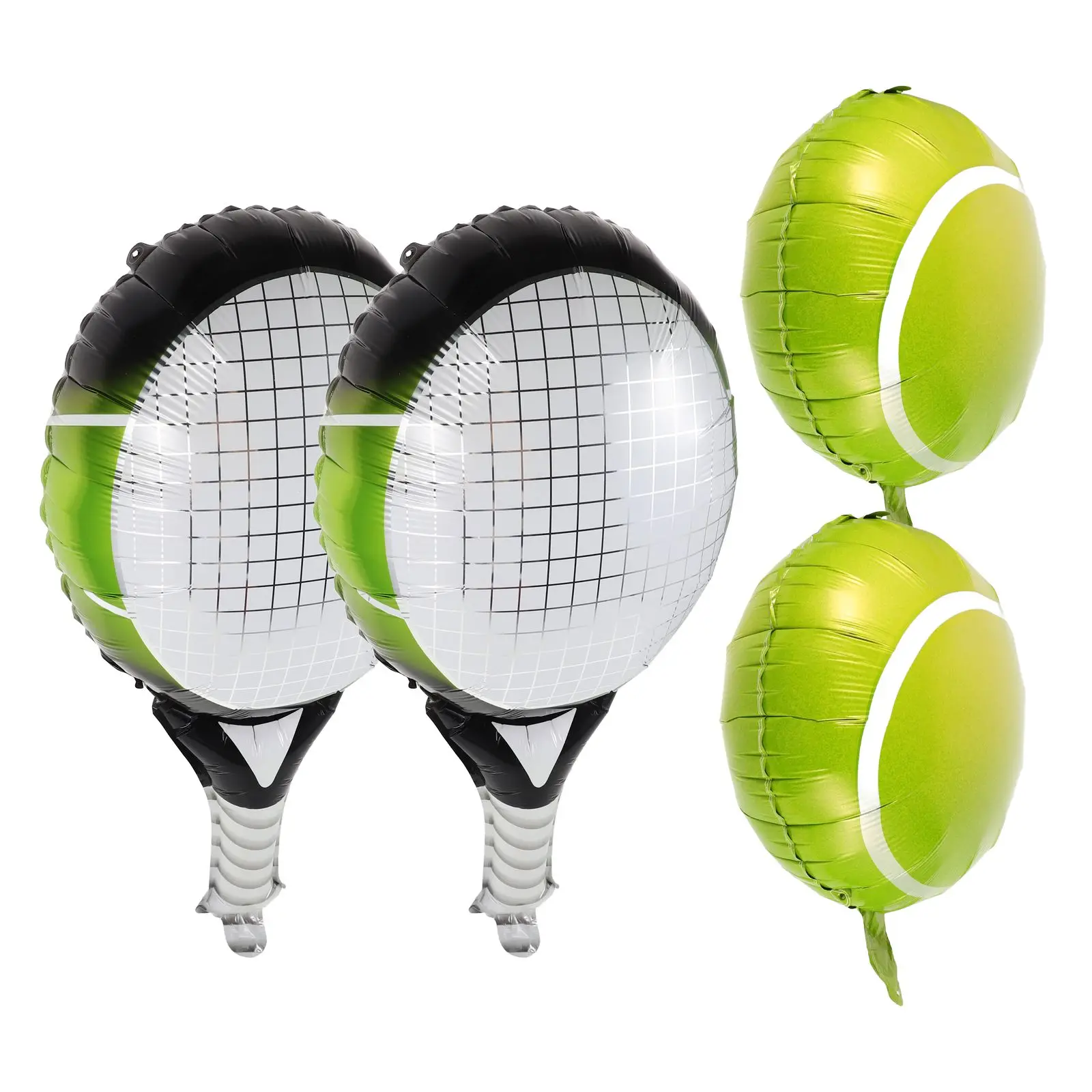 

4pcs Aluminum Sports Tennis Backdrop Party Tennis Balloon Decorations Dark Balls Green Rackets InflateReusable