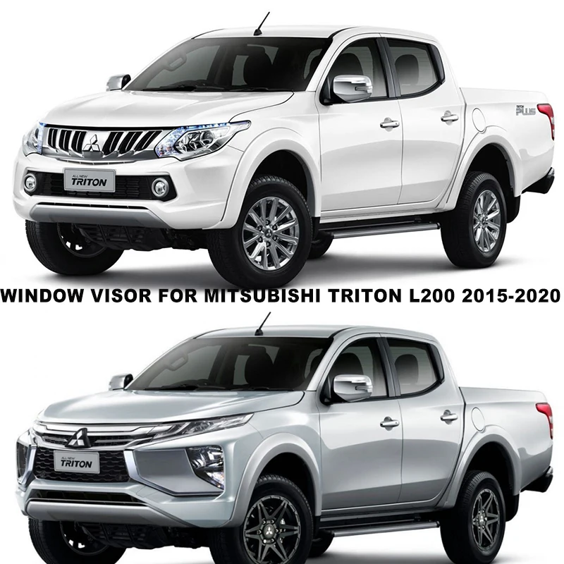 Visera tintada para ventana y puerta, protección contra la lluvia, color negro, Triton L200 para Mitsubishi, 2015, 2016, 2017, 2018, 2019, 2020, 2021, 2022, 4 unidades