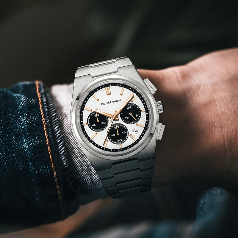 DANIEL GORMAN Trend Brand Stainless Steel Couple Watch Quartz Date Display Chronograph for Lovers Waterproof Fashion Wristwatch