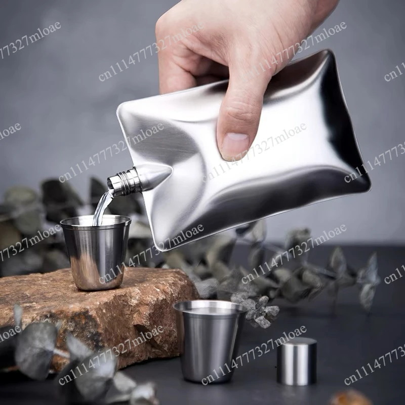 304 special-shaped creative stainless steel wine jug 6 ounces wave wine jug outdoor portable simple creative wine jug