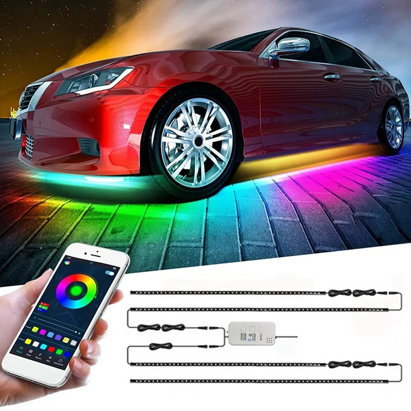 Car Symphony Chassis Light Voice Control APP Colorful Streaming Marquee Trim Light LED Ambient Light For SUV Truck