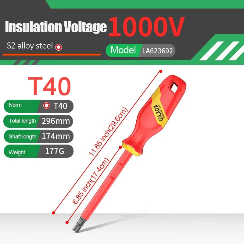 Laoa Vde Geïsoleerde Pruimenbloesem Schroevendraaier 1000V Elektricien Specifiek Hard Spanningsbestendig Gereedschap Huishoudelijke Schroevendraaier