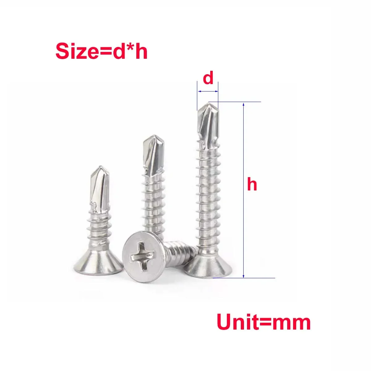 

304 Stainless Steel Countersunk Head Cross Drilled Tail Screw M3.9M4.2M4.8M5.5M6.3