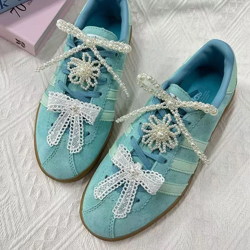 2 pezzi fiore di perle fiocco fai da te fibbia per scarpe ornamenti uomo donna personalità lacci delle scarpe fibbia ciondolo decorativo accessori per lacci delle scarpe