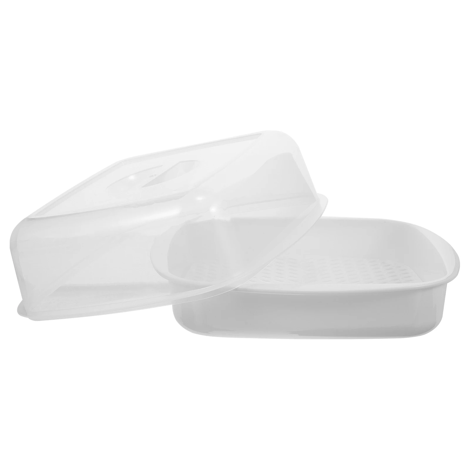 

1pc Microwave Steamer Box Vegetable Dumpling Steaming Container Fine Honeycomb Holes Heat Resistant Transparent Cover for Oven