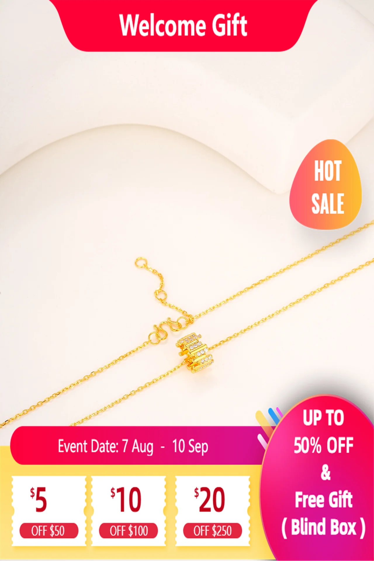 

Lium Gems 24K Gold Vermeil 925 Sterling Silver Cubic Zirconia Rondelle Pendant Necklace for Women | Two-Toned Dainty Necklaces