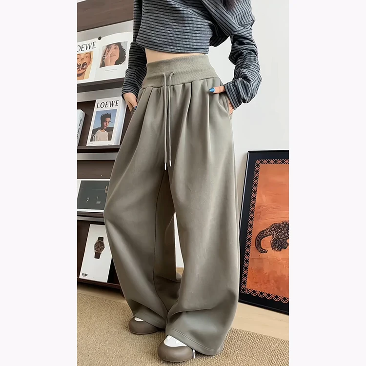 Militaire een paresseux Dstring pantalons de survêtement femmes pantalons décontractés amples à la mode taille haute pantalon à jambes larges automne nouveauté