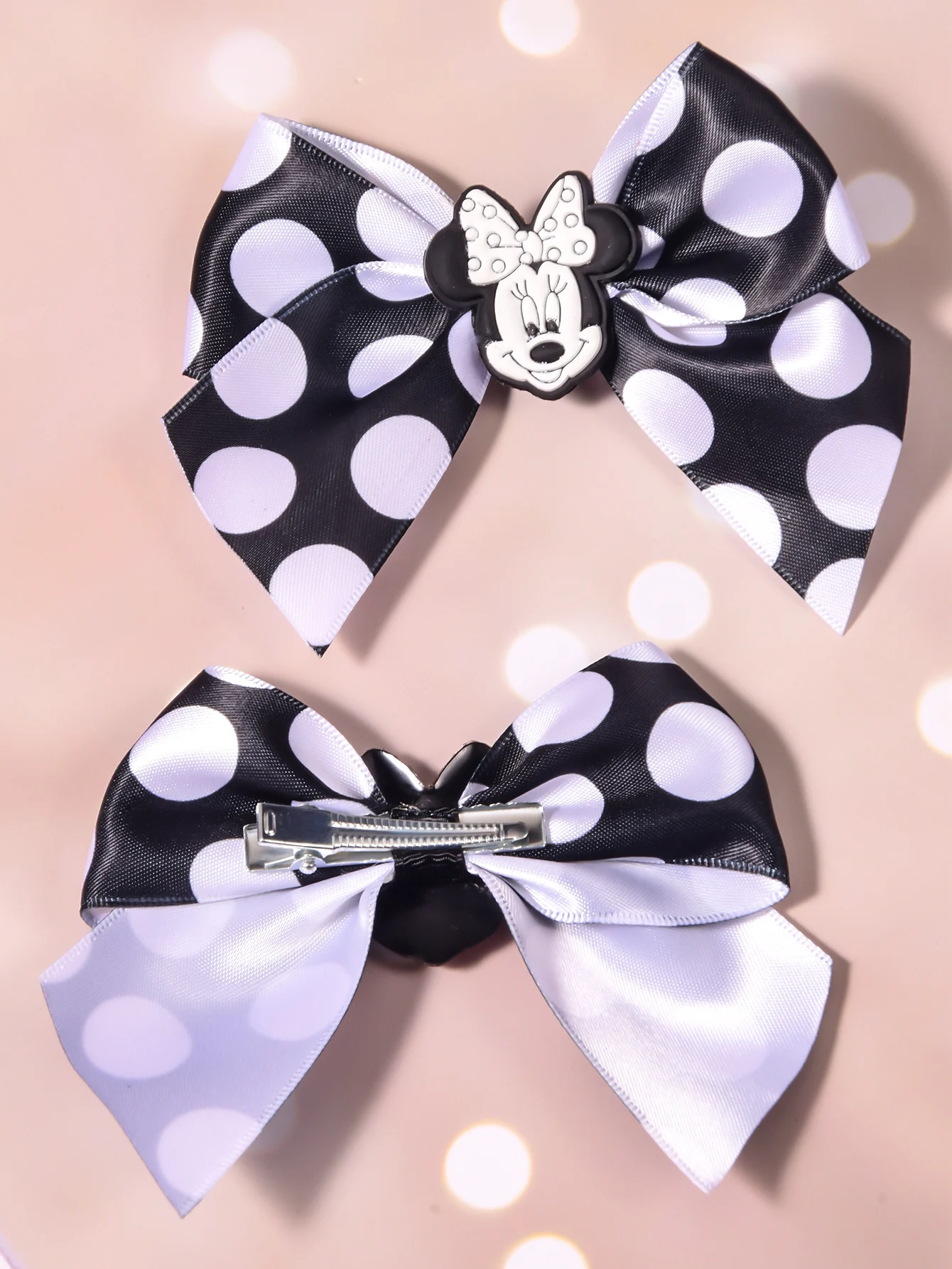 Disney Polyester polka Dot classic two-ear bow hair clip