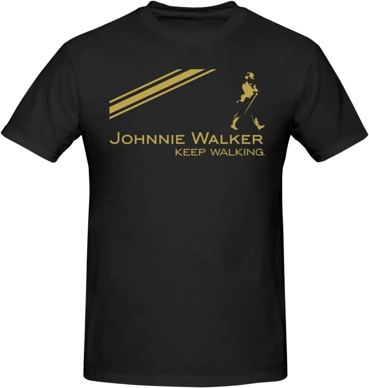 Johnnie Music and Walker Shirt Men's Comfortable Short Sleeve Shirt Round Neck Cotton Fashion T-Shirt Black