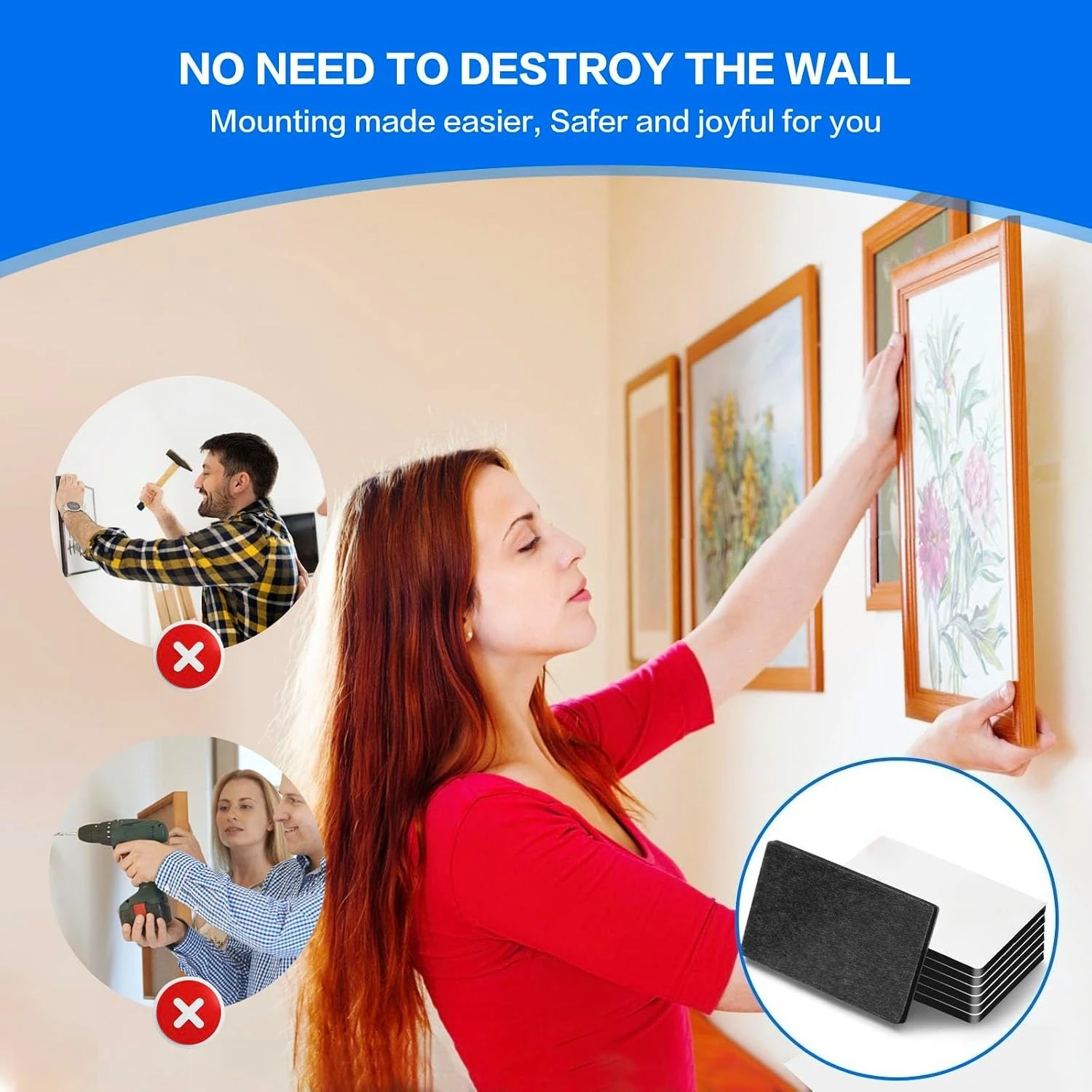 30-Piece Pack Strong Double-Sided Tape, Black, Multiple Shapes, Suitable for Walls, Floors and Doors, Perfect for Crafts and Art