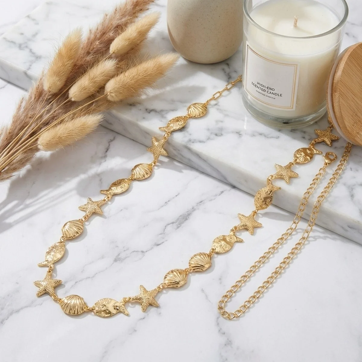 Metallische Seestern-Muschel-Taillenkette für Damen und Herren, trendige Sommer-Strand-Ozean-Seestern-Bauchkette, böhmischer Körperschmuck – Detail 25