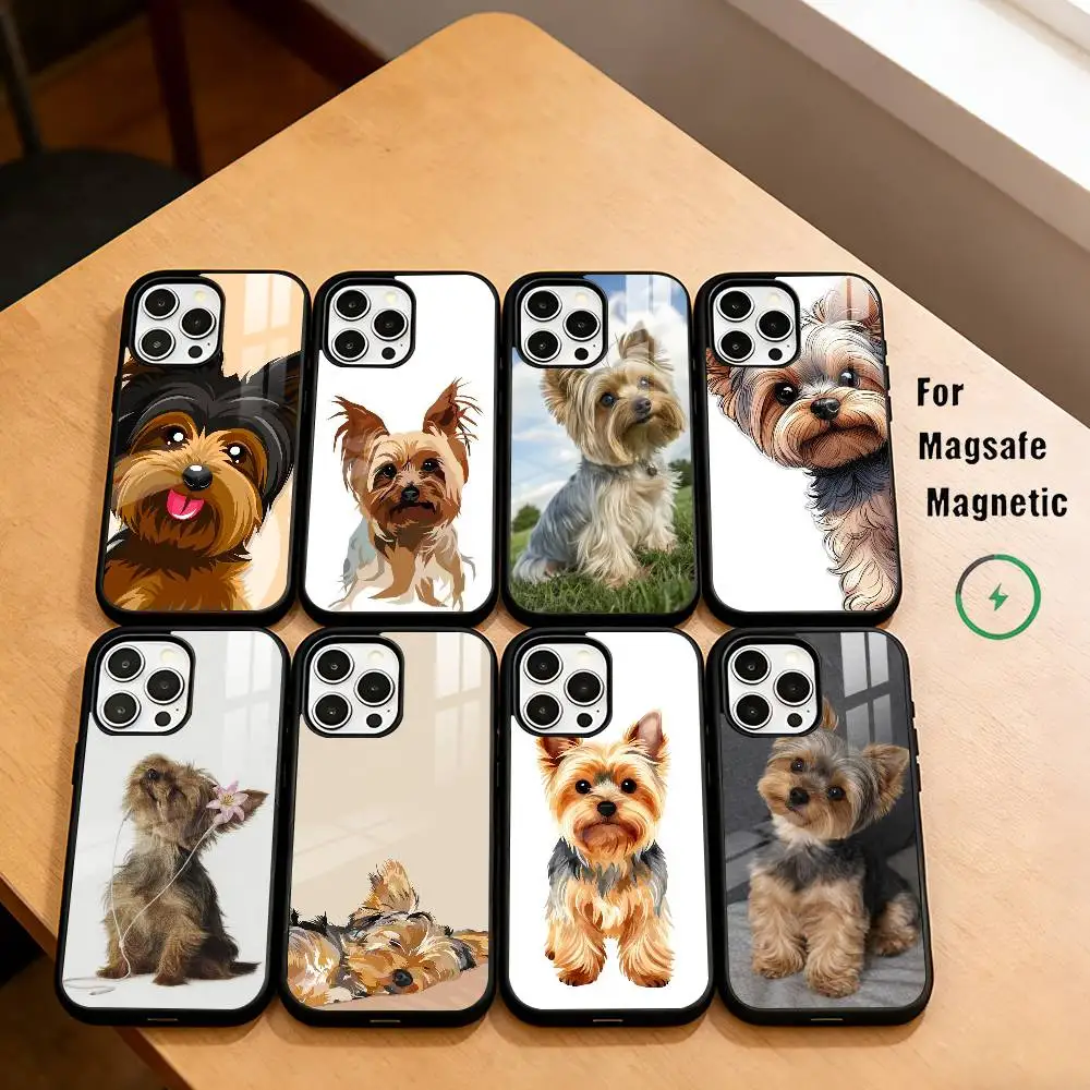 

Cute Y-Yorkshire T-Terrier puppy Phone Case For iPhone17,16,15,14,13,12,11 Plus,Pro Magnetic For Magsafe Wireless Charging