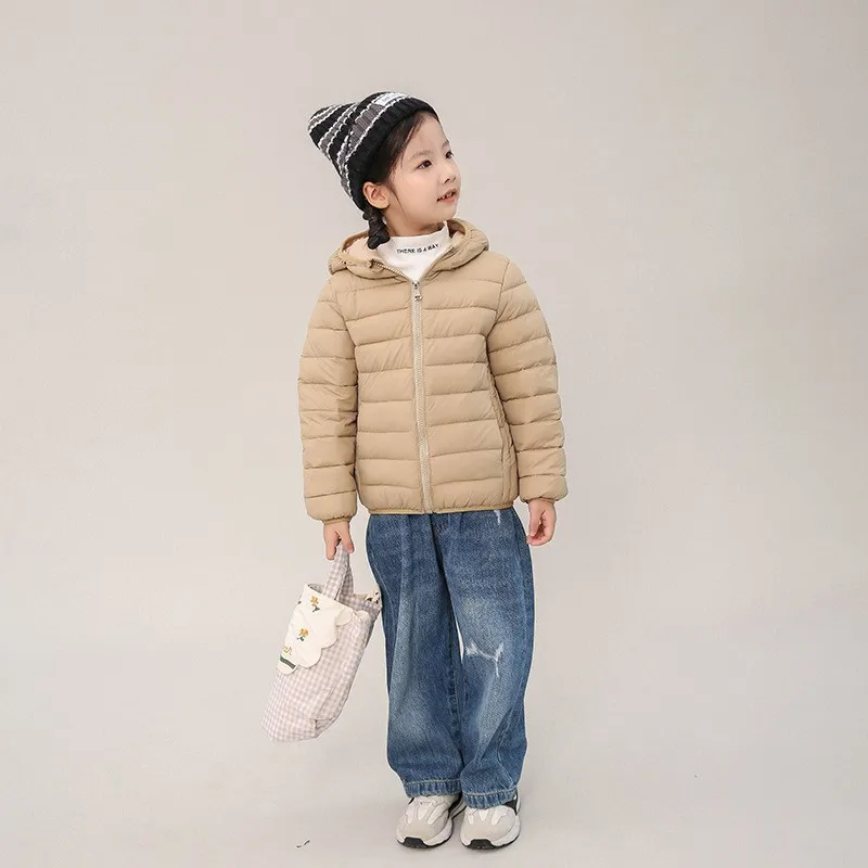 

2025 New Winter Light Down Padded Jacket Girls Padded Soft Jackets Autumn And Winter Boys Keep Warm Solid Color Cotton Jackets