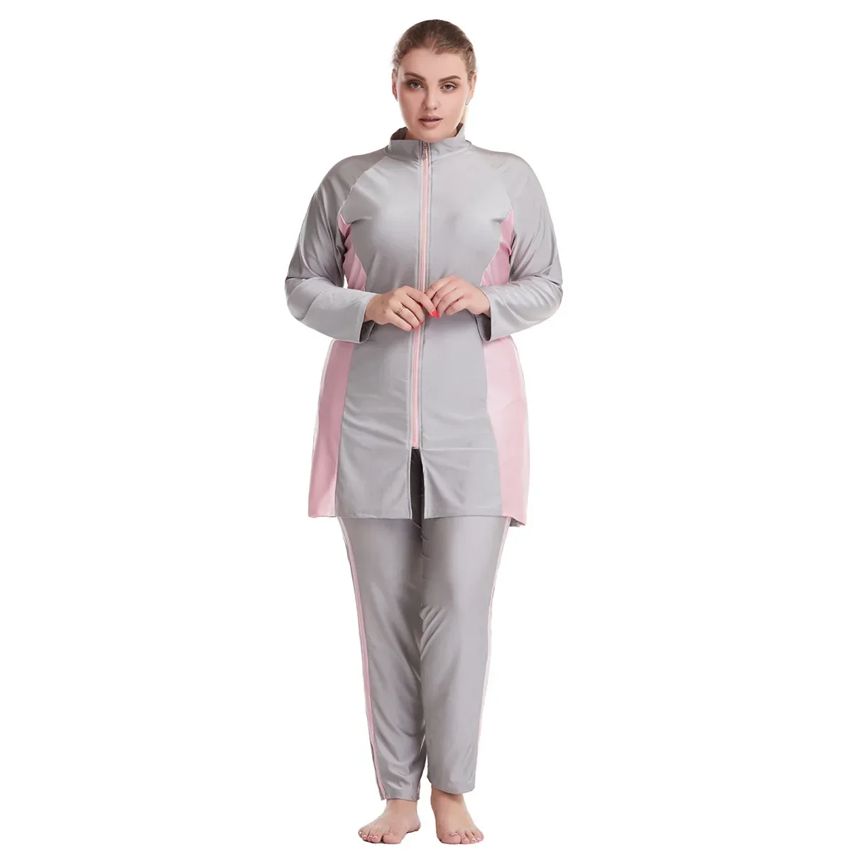 

Muslim Swimwear Plus Size XXXL-8XL Women Cardigan Blouse+Pants+Hats 3pcs Full Covered Islamic Swimsuits Burkini Femme Musulmane