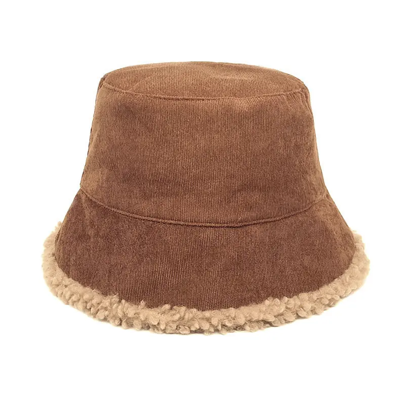 2023 Winter Corduroy Solid Bucket Hat Fisherman Hat Outdoor Travel Hat Warm Cap Hats for Men and Women 221