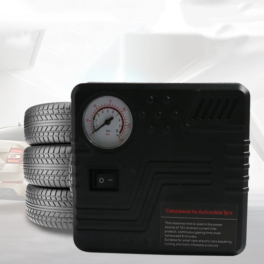 

Portable Car Air Compressor Pump Tire Inflator Fast Safe Small Lightweight for Tires Bikes Balls Sofas Black Color