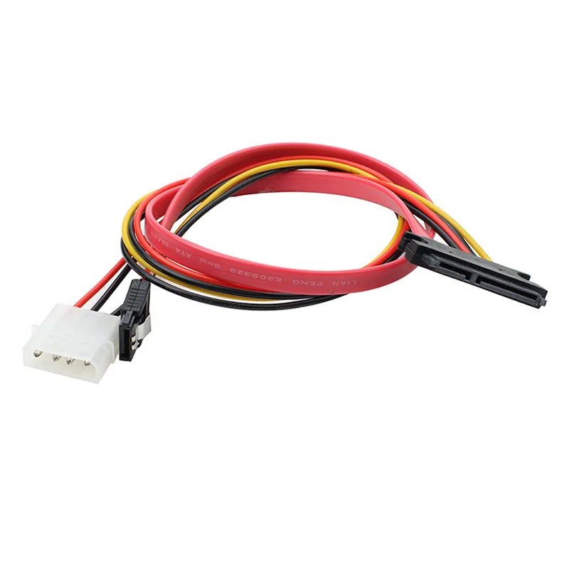 OULLX SATA Female Combo 7+15 Pin Data Cable And Power To SATA 7Pin+4 Pin Molex Serial  ATA Lead Cable Power Adapter 30cm 50cm