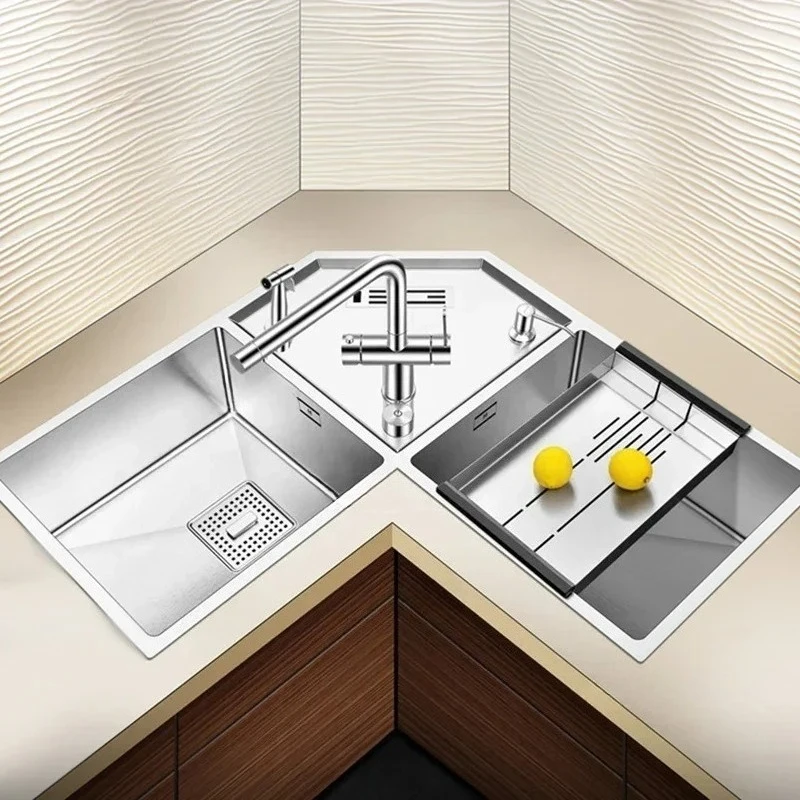 

304 Stainless Steel Sink Kitchen Fixture Gourmet Kitchen Sink Corner Multifunction Creative Design Kitchen Accessories