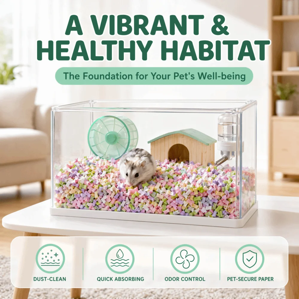 Odor Control Hamster Bedding Keep Dry Breathable Shavings Paper Litter Paper Pulp Soft Small Animal Accessories PET Litter Box