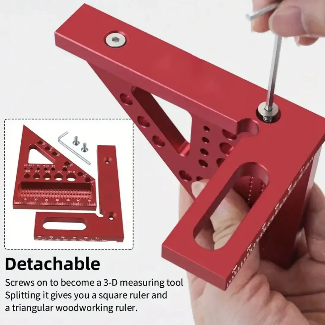 Woodworking Square Protractor Aluminum Miter Right Angle Triangle Ruler