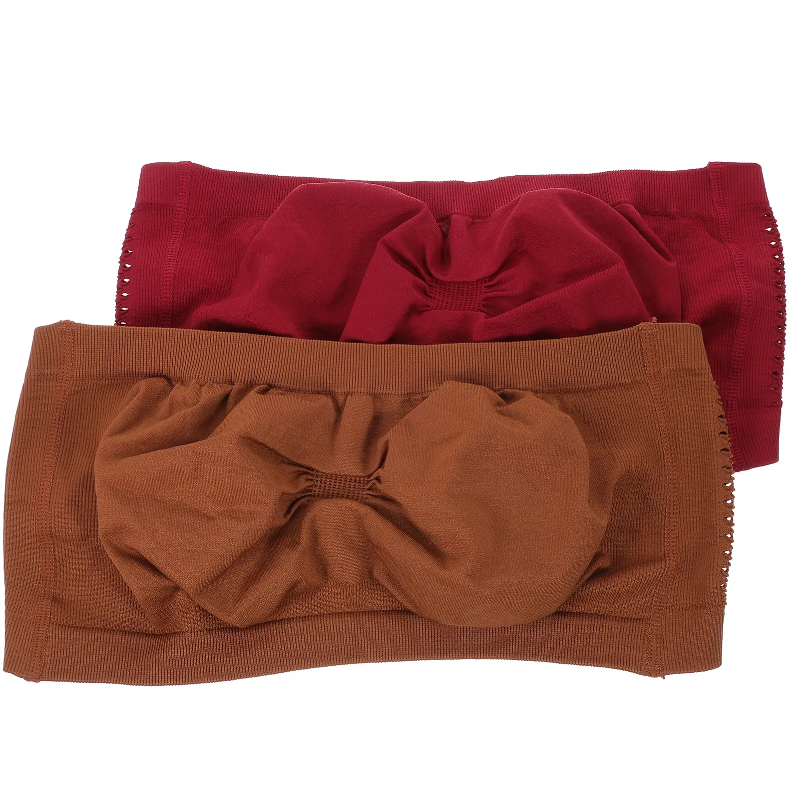 

2Pcs Women Strapless Bra Nylon Seamless Bandeau Sports Chest Wrap for Yoga Running Fitness Comfortable Breathable Lightweight