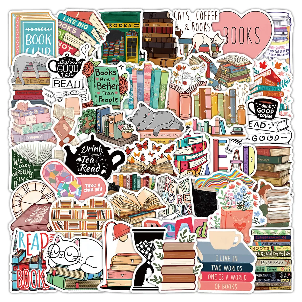 52Piece Reading-Themed Stickers - Decorative Decals for Notebooks, Journals, Books, Phone Cases & Laptops Peel Joy Sticker Store