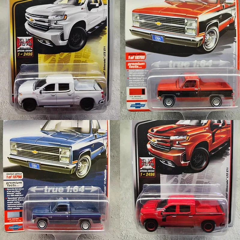Diecast AW 1/64 escala mundo Chevrolet Silverado ZL1 camioneta coche en miniatura de aleación juguete coleccionable regalo recuerdo adorno de exhibición