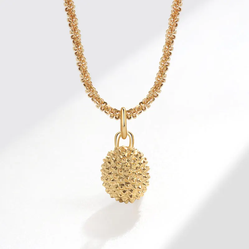 KOFSAC New Hot Sale Durian Pendant Necklace For Women Gift Fashion Cute 925 Sterling Silver Gold Color Jewelry Necklaces