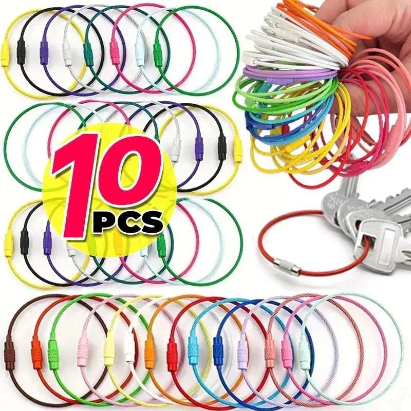 10/20pcs Easy Install Wire Clips Colorful Stainless Steel Luggage Tag Durable Travel Everyday Use DIY Keychains Accessories Ring