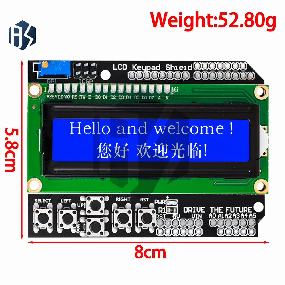 1PCS LCD Keypad Shield LCD1602 LCD 1602 Module Display For Arduino ATMEGA328 ATMEGA2560 raspberry pi for UNO blue screen