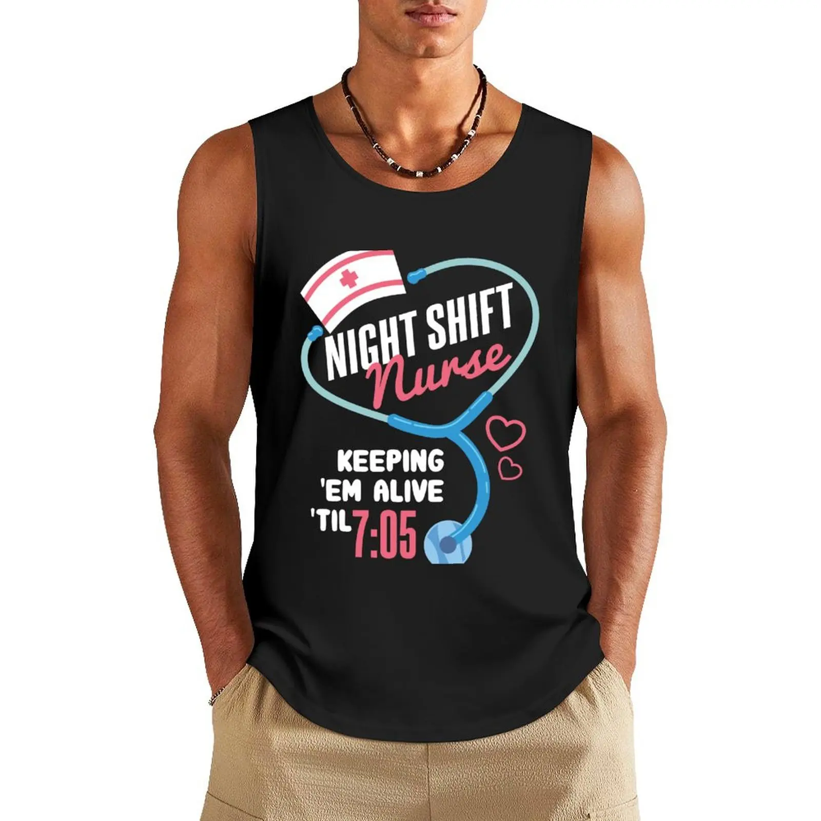 Night Shift Nurse Keep Em Alive Till 7:05 /Medical Caretaker Emergency Hospital Healthcare Ambulance First Aid Stetosko Tank Top