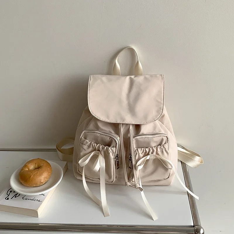 

Women Casual Backpack Fashion Student Large Capacity School Bags For Teenage Girls New Cute Fashion Bow College Korean