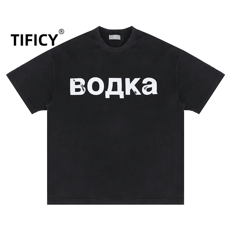 TIFICY Men's Wear | New Spring/Summer 2025 Cotton Casual Loose Printed Kanye Heavy Weight T-shirt Short Sleeve Tops