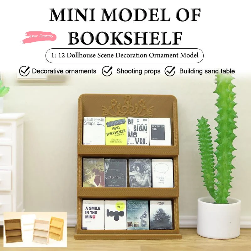 Mini étagères à livres, présentoir pour maison de poupée, meubles d'étude, Micro scène, modèle d'ornement, décoration de maison de poupée, échelle 1/12