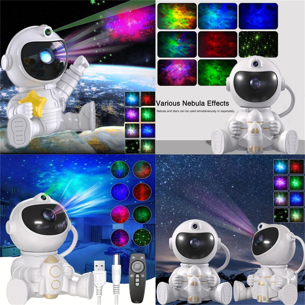 2024 Galaxy Star Projector Spaceman Lamp Starry Sky Night Light Wedding Room Decoration Ambient Lights For Birthday Party Gifts