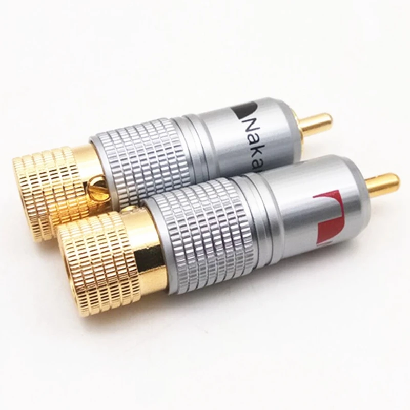 LUDA Hifi 10Mm Gold Plated RCA Plug Locking Non Solder Plug RCA Coaxial Connector Socket Adapter 16Pcs