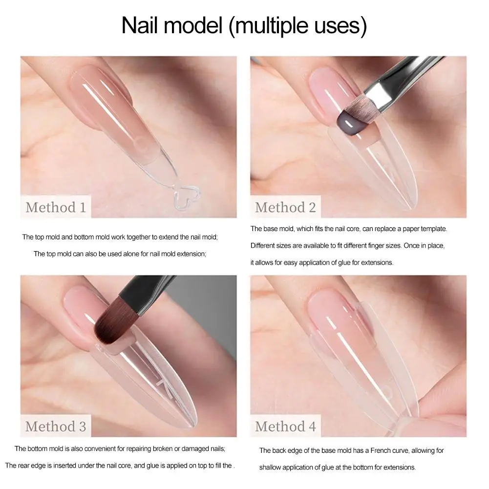 ساندويتش المزدوج مسمار شكل قالب ل بولي جيل للأظافر واضح أعلى قوالب منشئ تمديد غطاء كامل وهمية مسمار تلميح اضغط على أداة مانيكير #4