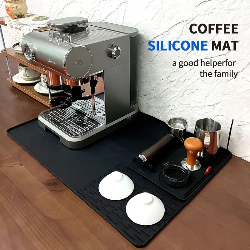 Nova Bandeja de Silicone Quadrada 2 em 1 para Cafeteira e Utensílios de Cozinha - Bandeja de Bar e Bandeja de Drenagem para Pó