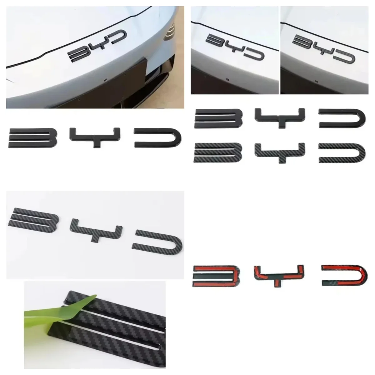 Carbon Fiber 3D Car Logo Emblem Sticker For Front Rear Steering Wheel For BYD Atto3 Yuan Plus Song Dolphin Han Tang Exterior Dec