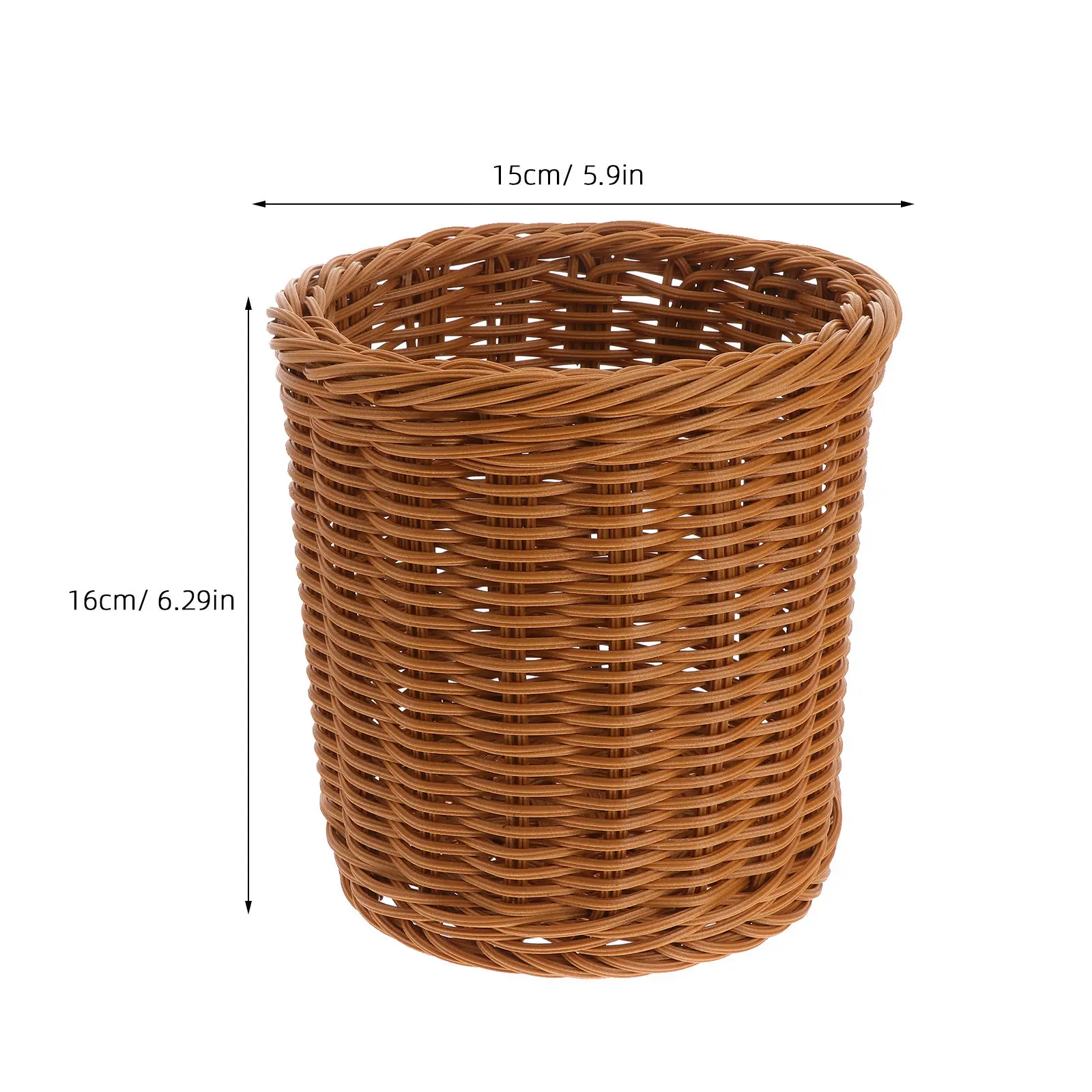 Imitation Rattan Plastic Pen Holder Desktop Storage Basket for Stationery Sundries Organiser Keeps Pen Tips Safe Rustic Design