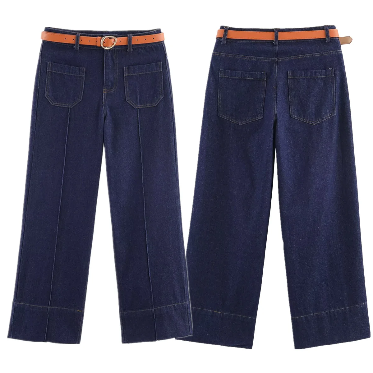 

Dave&Di Скандинавские минималистичные джинсы с двойной карманой и высокой талией для женщин Широкие джинсы Женские джинсы Женские джинсовые брюки