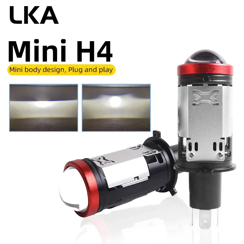 

New H4 Mini Plug and Play Bi LED Projector Headlight with Halo Fish Eye Lens High Low Beam Car Motorcycle LED Headlight Bulb