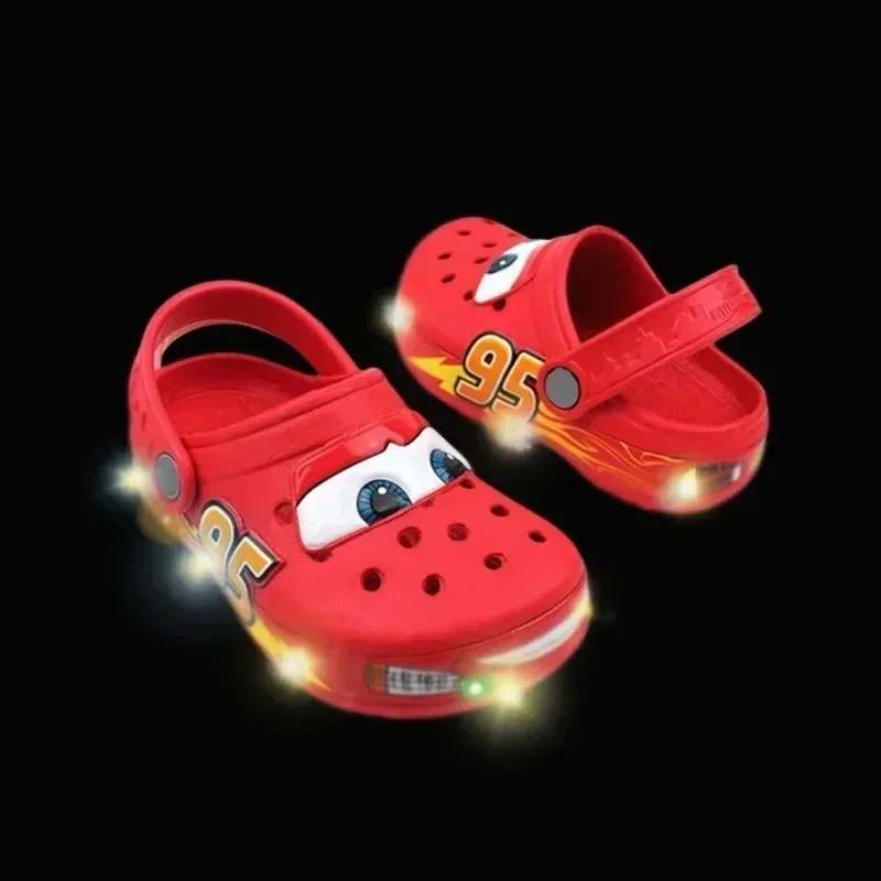 Lightning Slippers Led Lighted Car Animation Children Eva  Beach Sandals Waterproof Hole Boys Girls Cute Cartoon Bottom  Shoes