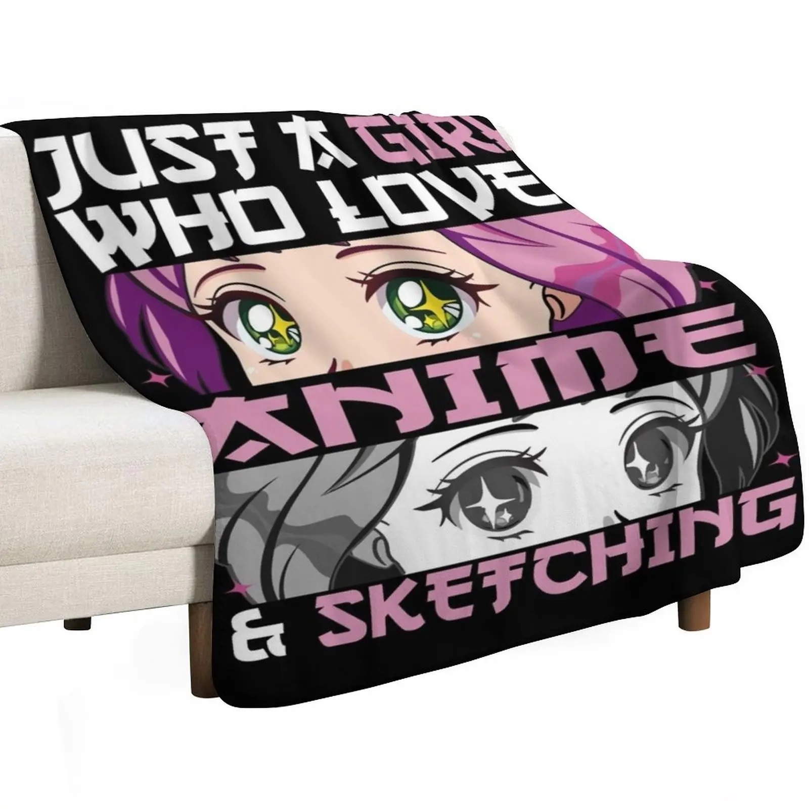 Just A Girl Who Loves Anime And Sketching Throw Blanket Comforter Hairy Bed linens Thermal Decorative Beds Plaid Blankets