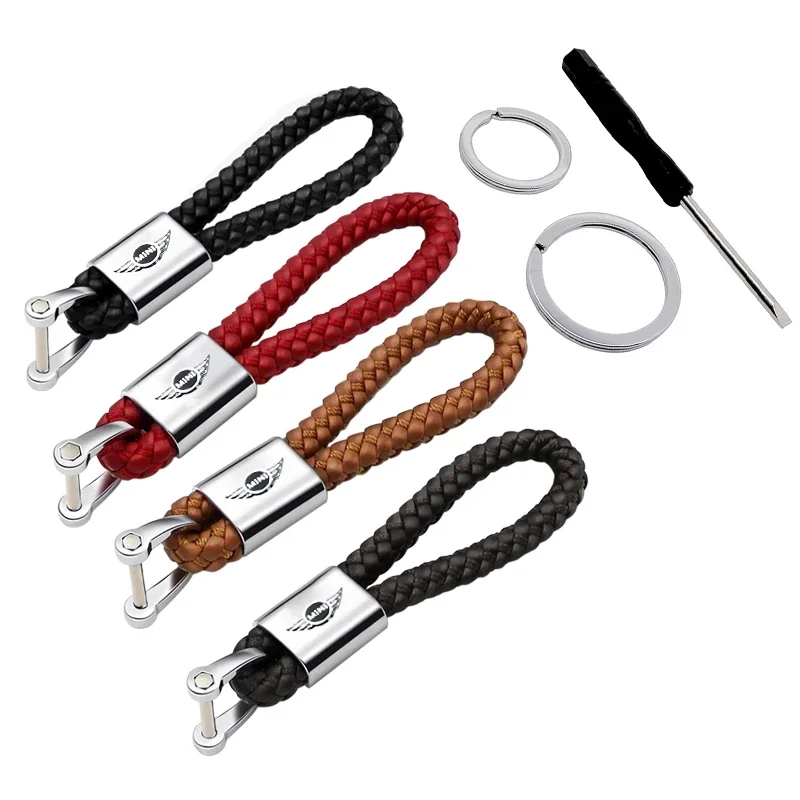 Car Braided Rope Keychain Keyring Pendant Sticker for MINI Cooper Countryman Clubman JCW F55 F56 R55 R56 R60 F60 R50 R57 R58 R59