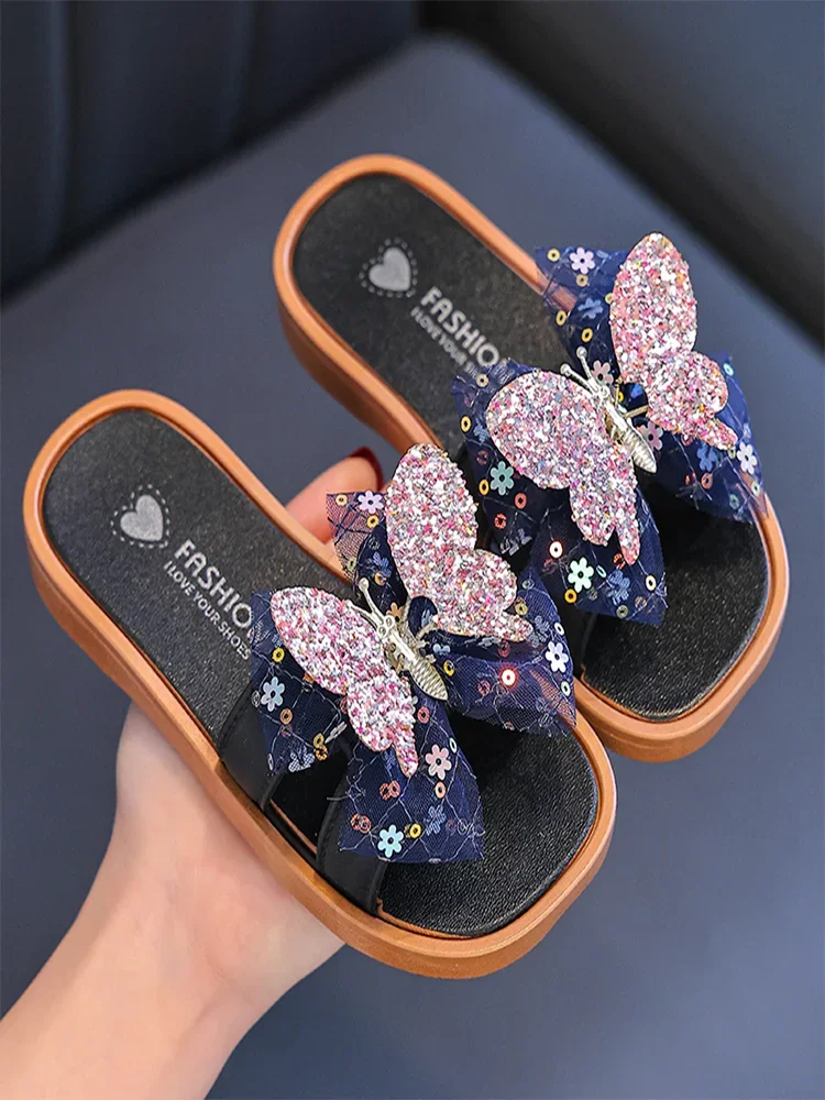 

2025 New Girls' Slippers Fairy Smart Butterfly Summer Girls Indoor and Outdoor Children's Baby Beach Slippers