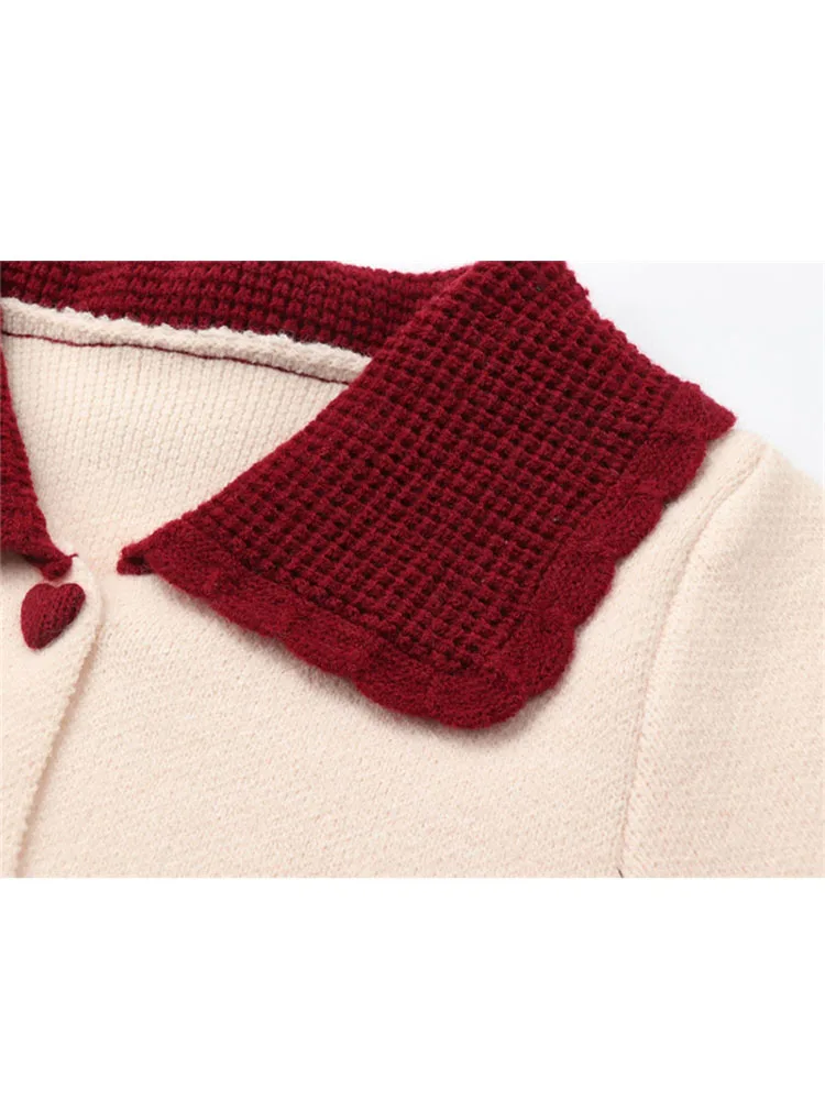 Women\'s Cashmere Sweater Loose Casual Turn-down Collar Single Breasted Knitted Pullovers Female Elegant Soft Sweet Retro Jumper