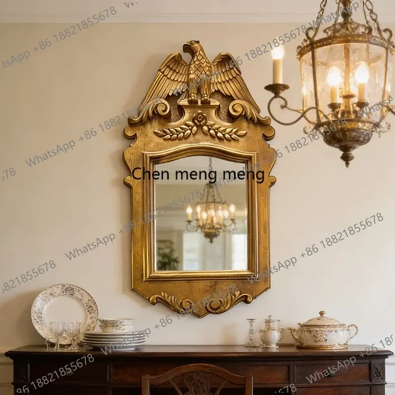 z183 French retro home entrance living room decorative mirror American carved eagle art mirror European style